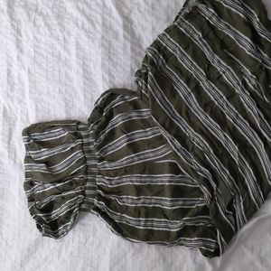 Forever21 - S Olive and White jumpsuit